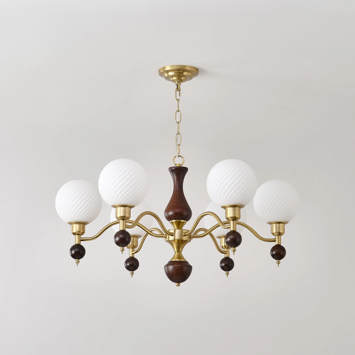 Globe Orb Wood Chandelier