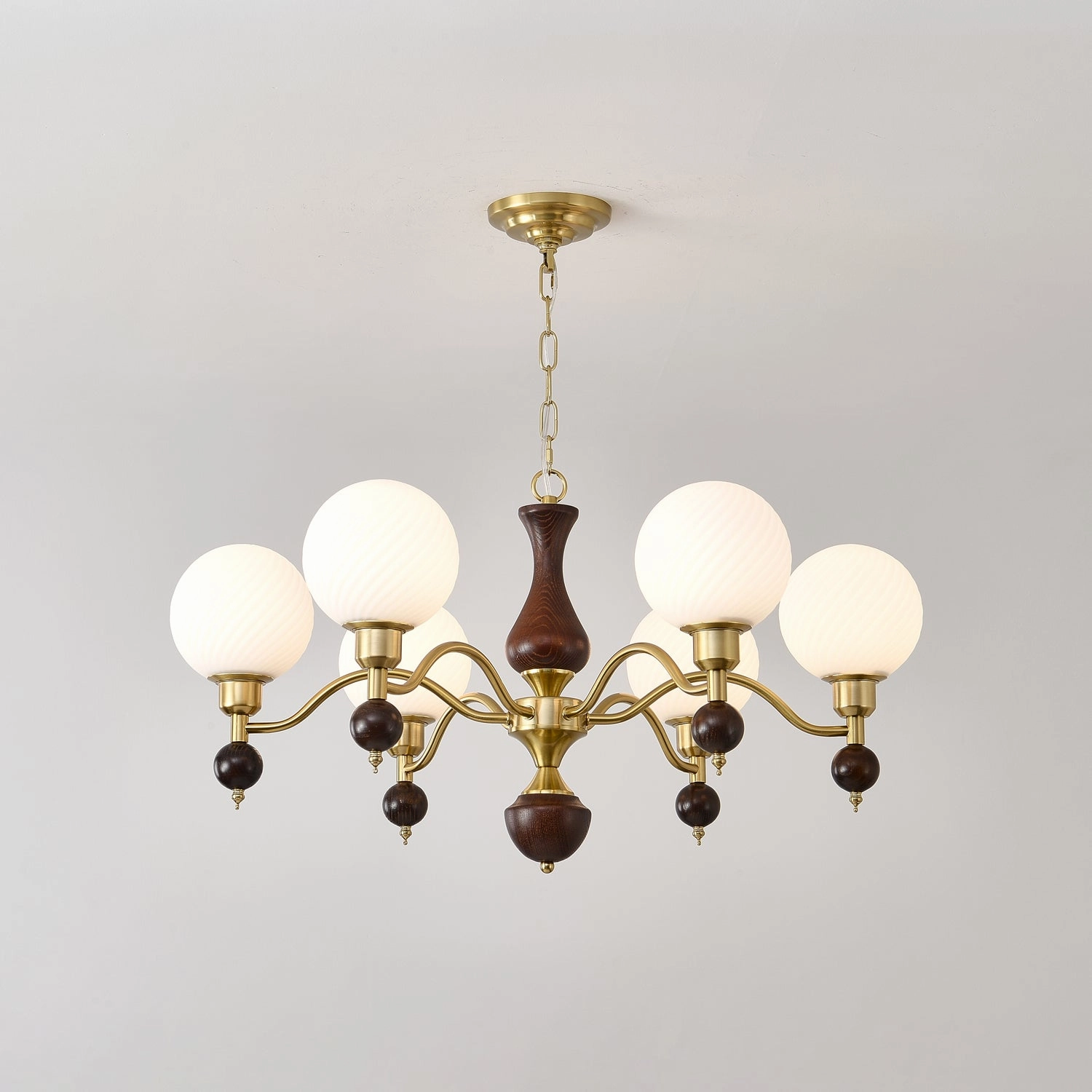 Globe Orb Wood Chandelier
