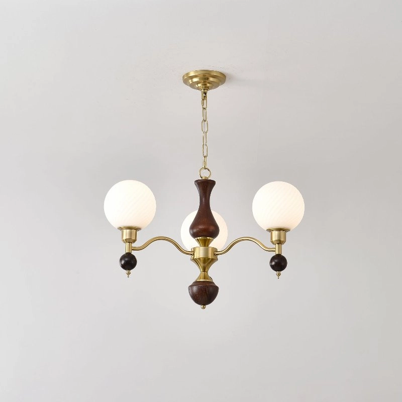 Globe Orb Wood Chandelier