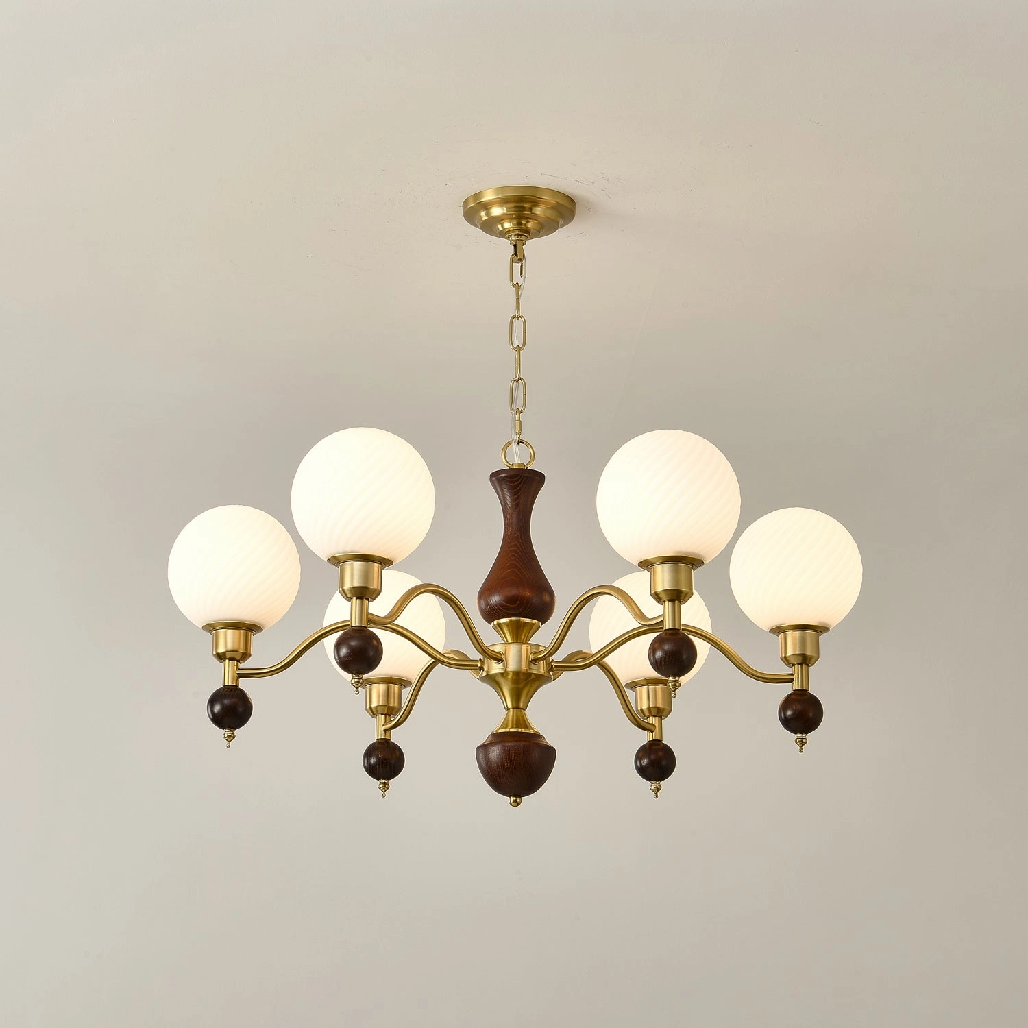 Globe Orb Wood Chandelier