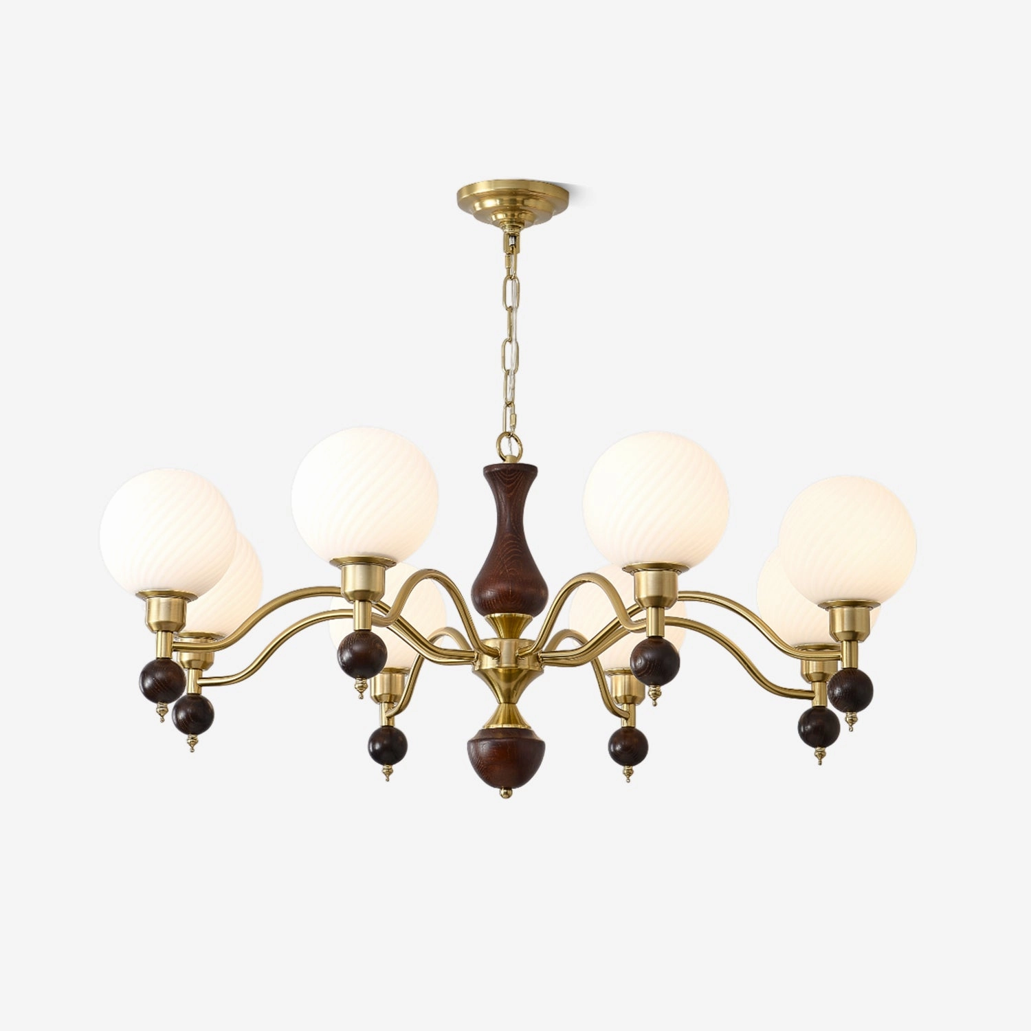 Globe Orb Wood Chandelier minimalist reading light