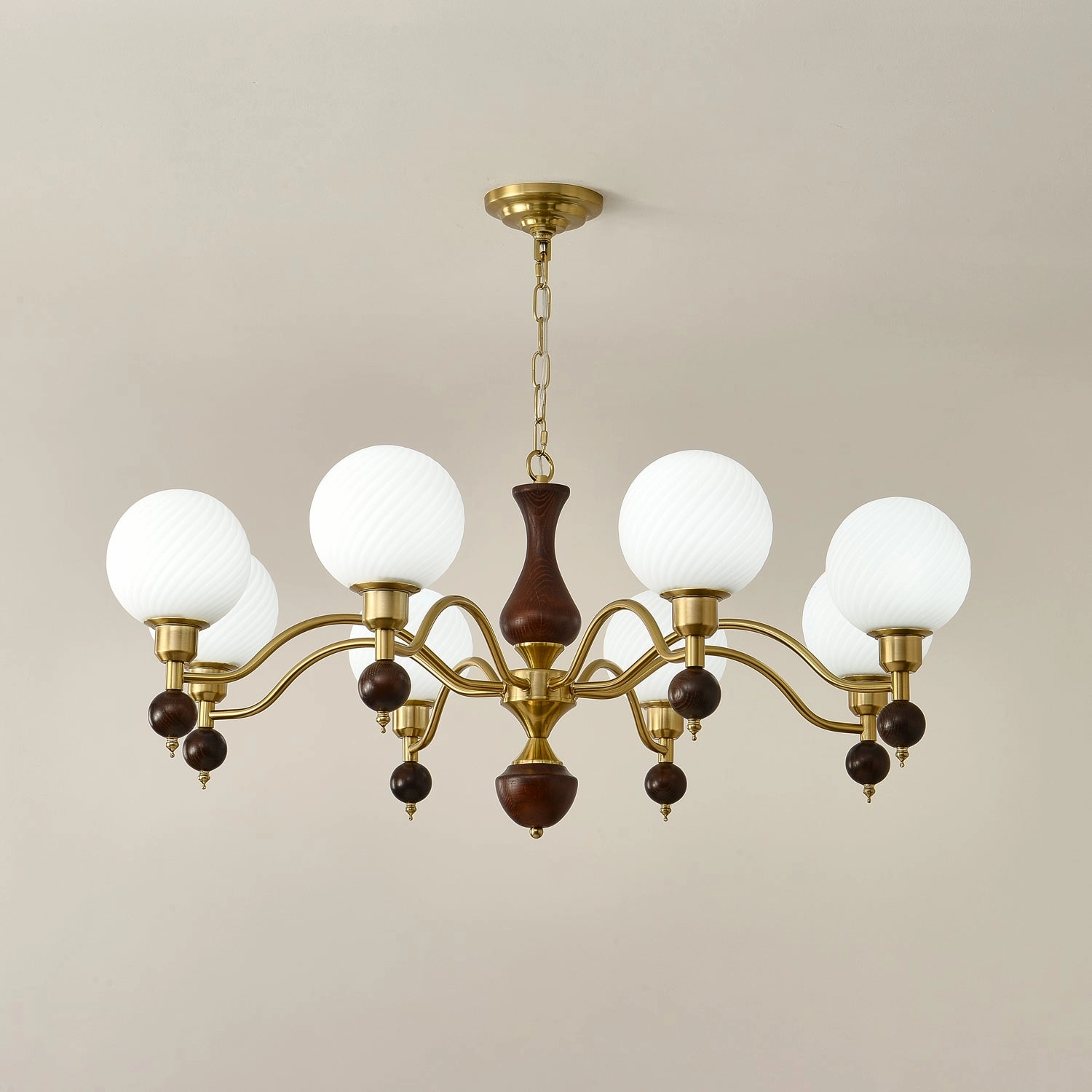Globe Orb Wood Chandelier