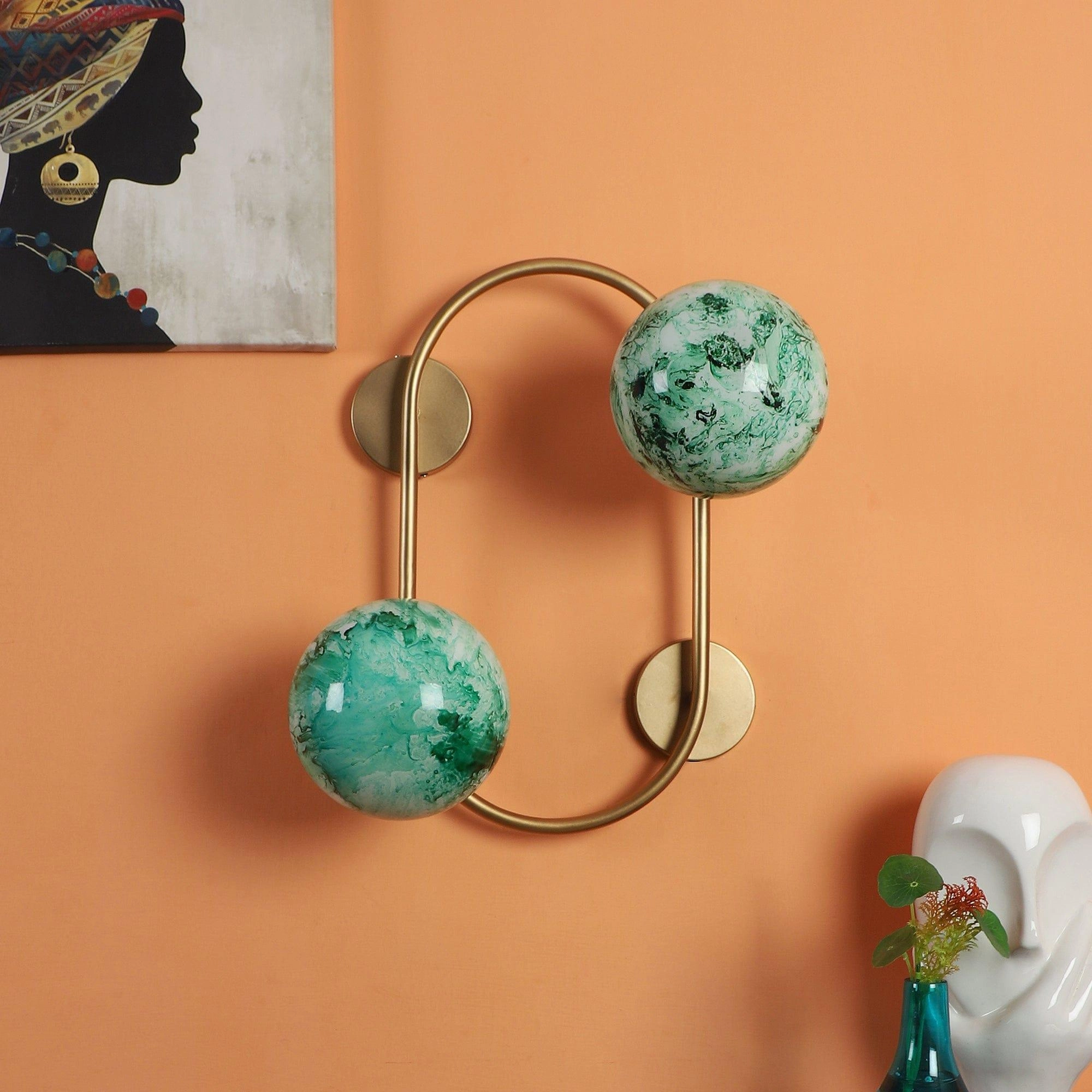 Gold And Green 2 Iron Wall Lights