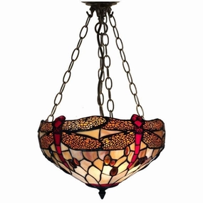 Golden Dragonfly Inverted Tiffany Ceiling Light - Adj Chain recessed ceiling spot lamp