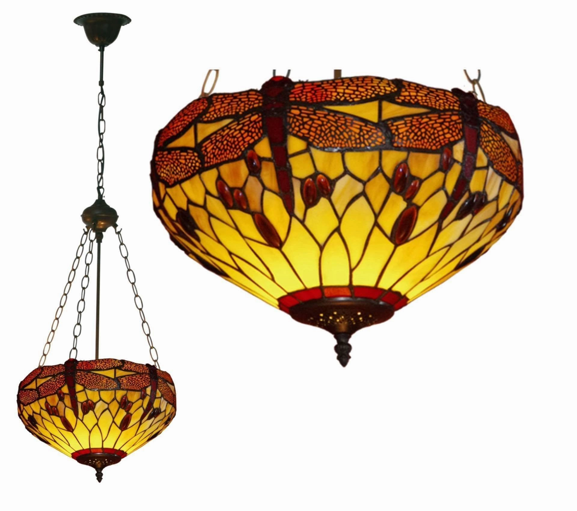 Golden Dragonfly Medium Inverted Tiffany Ceiling Light recessed ceiling spot lamp