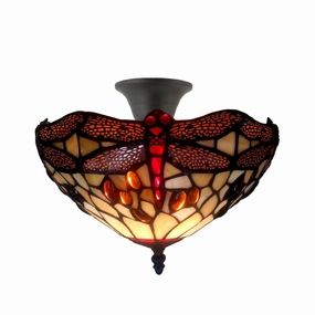 Golden Dragonfly Small Semi Flush Tiffany Ceiling Light recessed ceiling spot lamp