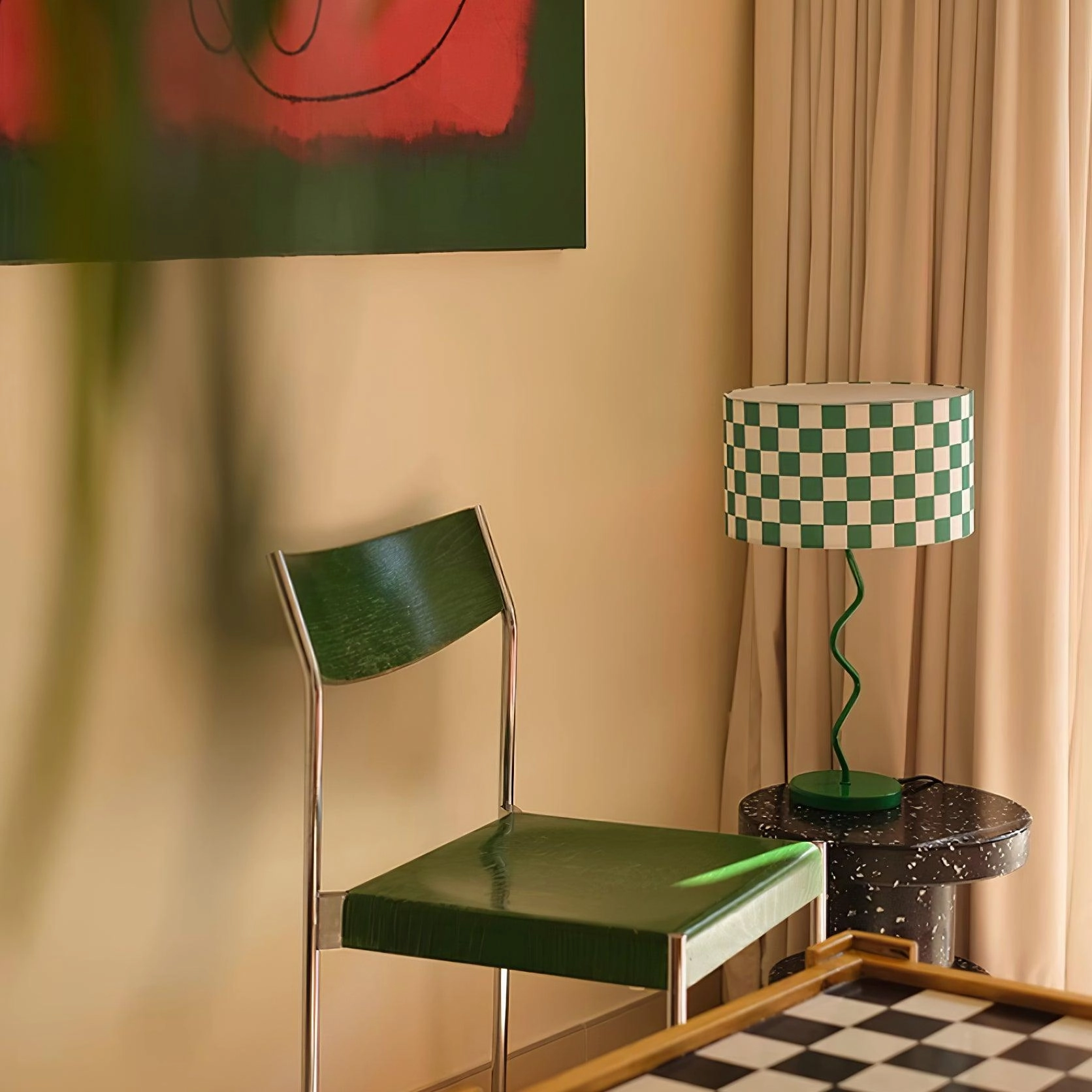 Green Chessboard Table Light