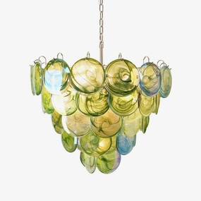 Green Murano Disc Chandelier minimalist reading light