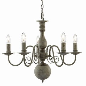 Greythorne 5 Light Textured Grey Chandelier Searchlight soft glow ceiling light