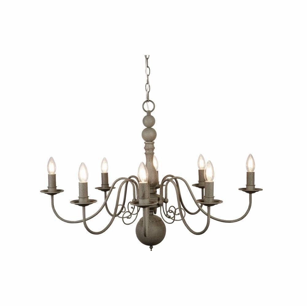 Greythorne 8 Light Textured Grey Chandelier Searchlight white ceiling lamp