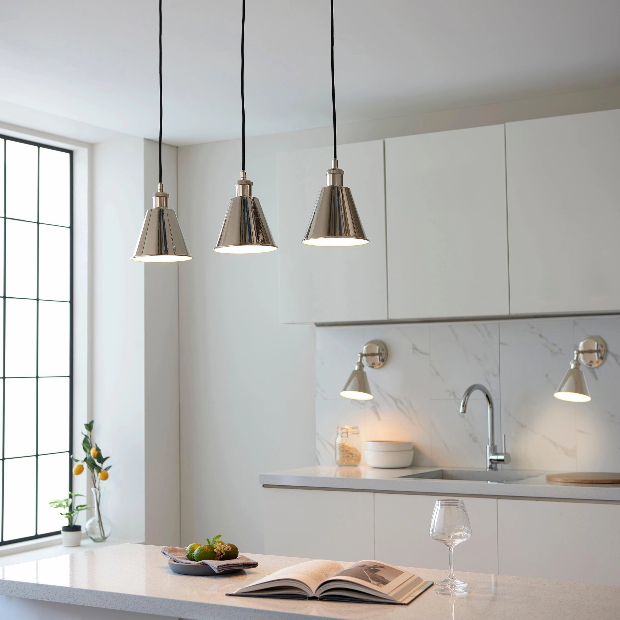 Hal Nickel 3 Light Adjustable Ceiling Pendant white ceiling lamp