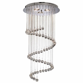 Hallway Chrome & Crystal Ball Cascading Ceiling Pendant soft glow ceiling light