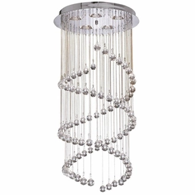 Hallway Chrome & Crystal Ball Double Cascading Pendant ambient ceiling fixture