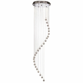 Hallway Chrome & Crystal Ball Large Cascading Pendant ambient ceiling fixture