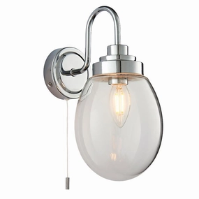 Hampton 1 Light Glass & Chrome Bathroom Wall Light - IP44 vintage desk lamp