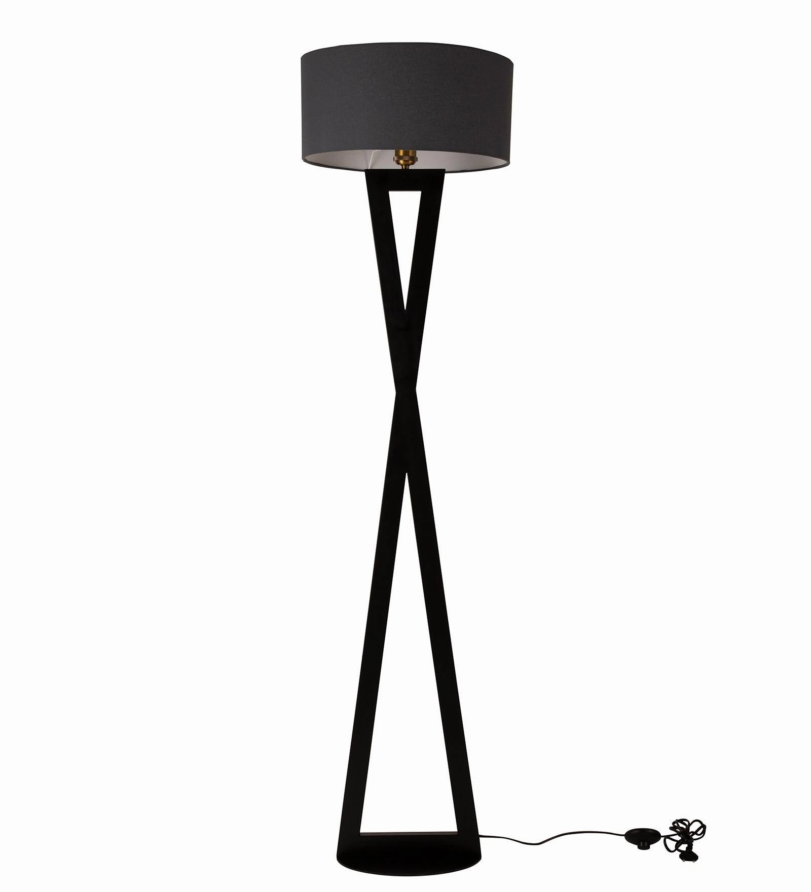 Hamptons Grey Metal Shade Club Floor Lamp with Metal Base