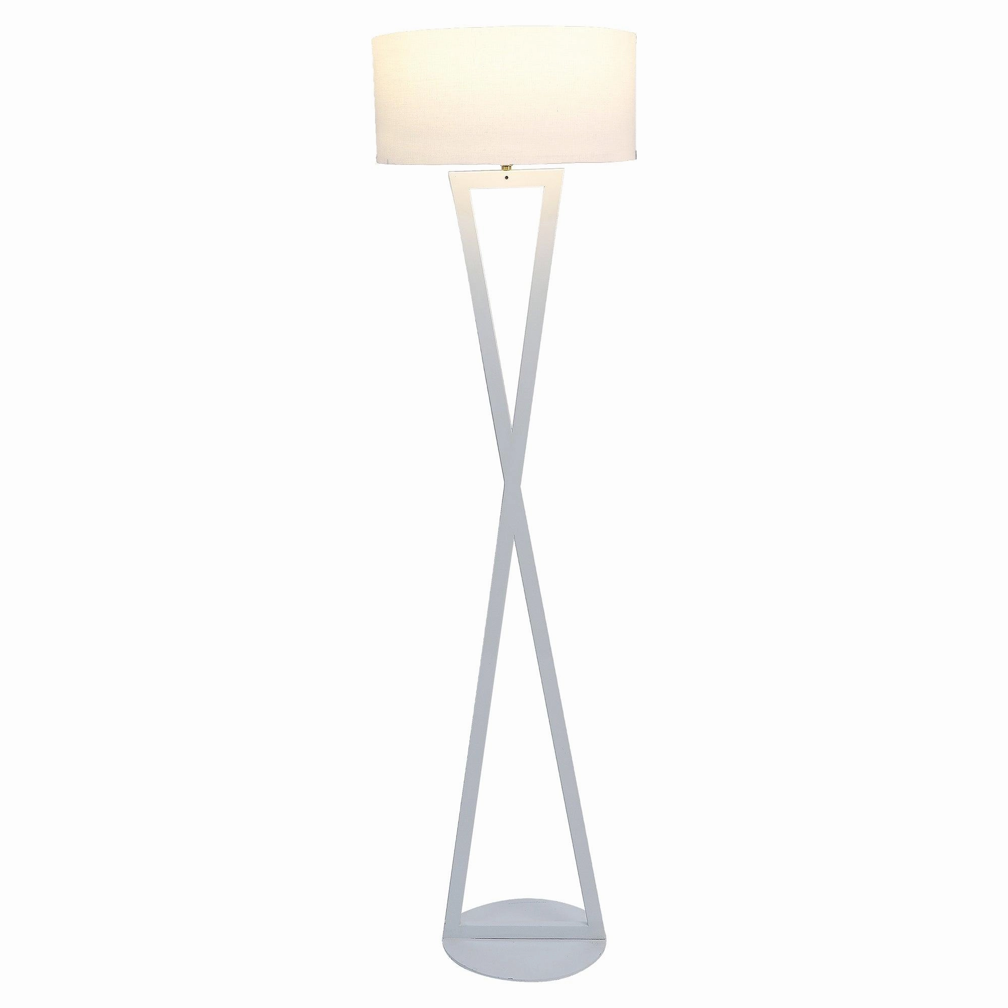 Hamptons White Floor Lamp With Metal Base By SS Lightings