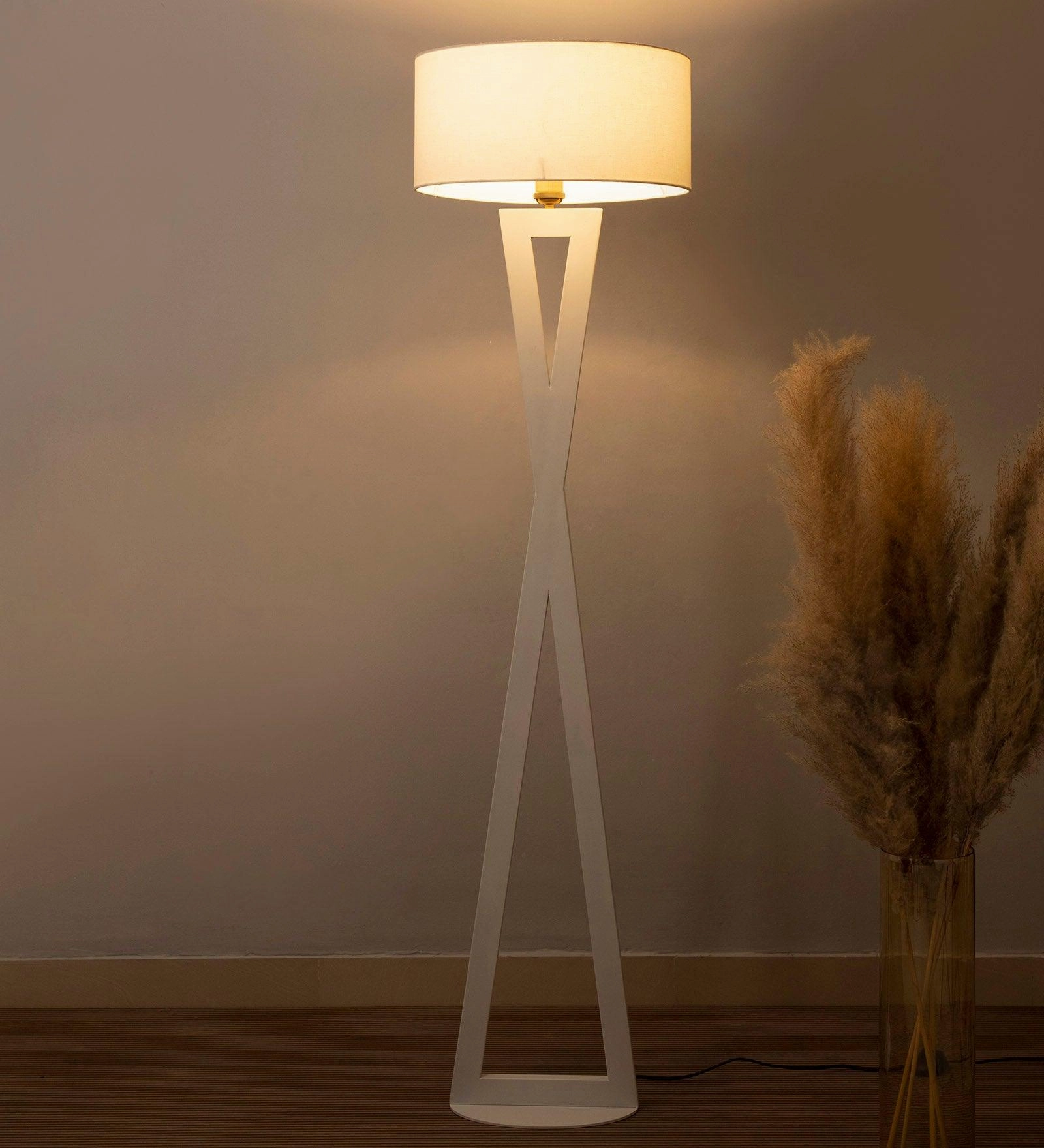 Hamptons White Metal Shade Club Floor Lamp with Metal Base creative lampshade design