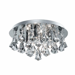 Hanna 4 Light Crystal & Chrome Flush Bathroom Light - 38cm white ceiling lamp