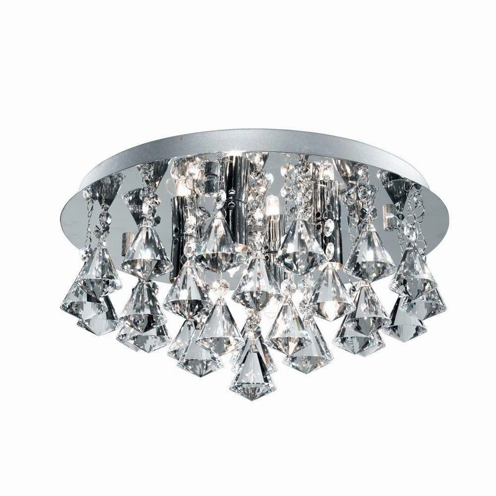 Hanna 4 Light Crystal & Chrome Flush Bathroom Light - 38cm white ceiling lamp