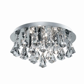 Hanna 4 Light Crystal & Chrome Flush Bathroom Light - 38cm ambient ceiling fixture