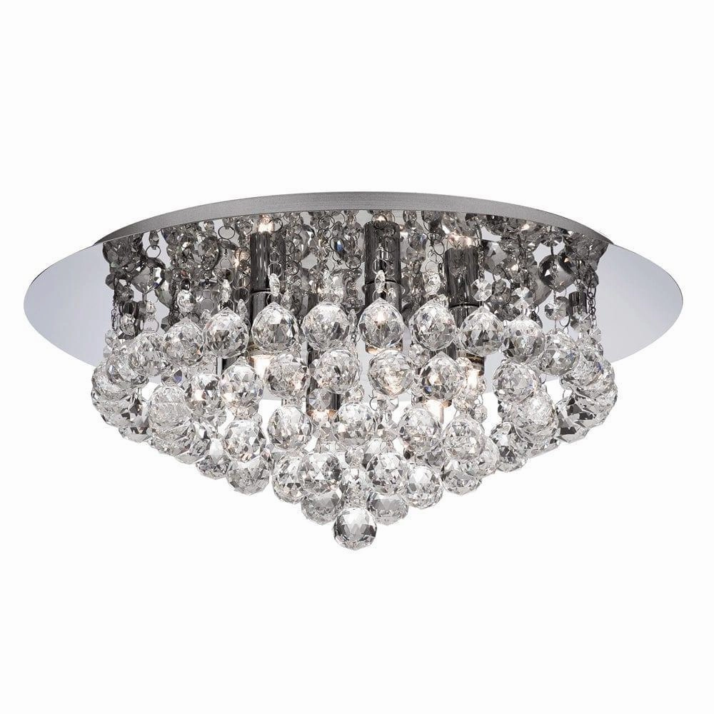 Hanna 6 Light Crystal & Chrome Flush Bathroom Ceiling Light ambient ceiling fixture