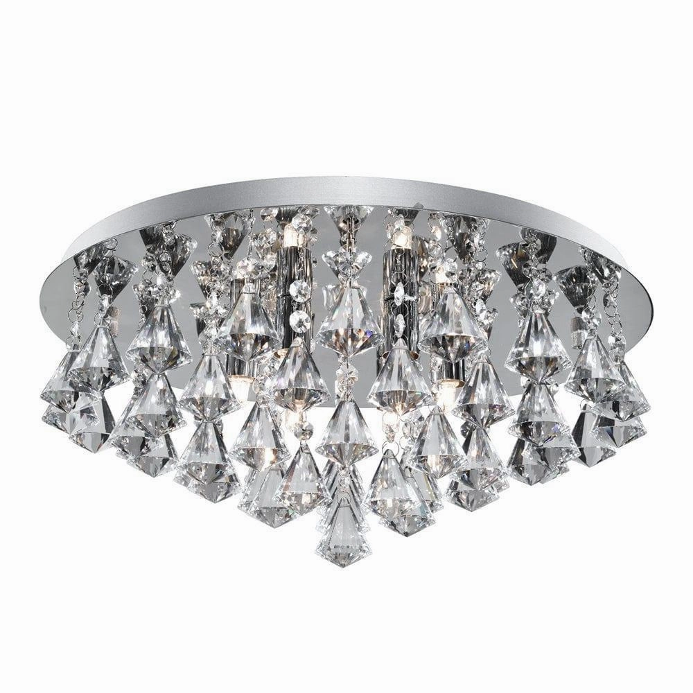 Hanna 6 Light Pyramid Crystal & Chrome Flush Bathroom Light ambient ceiling fixture