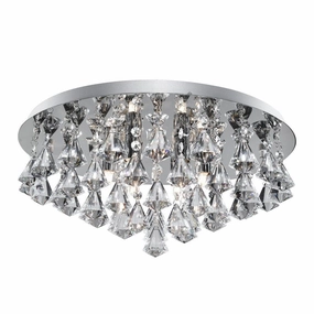 Hanna 6 Light Pyramid Crystal & Chrome Flush Bathroom Light ambient ceiling fixture