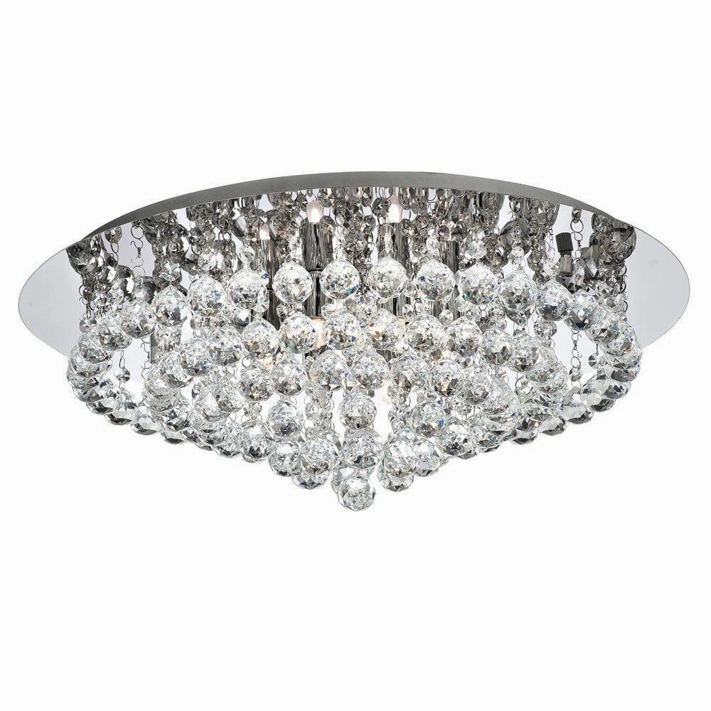 Hanna 8 Light Chrome & Crystal Ball Flush Ceiling Light ambient ceiling fixture