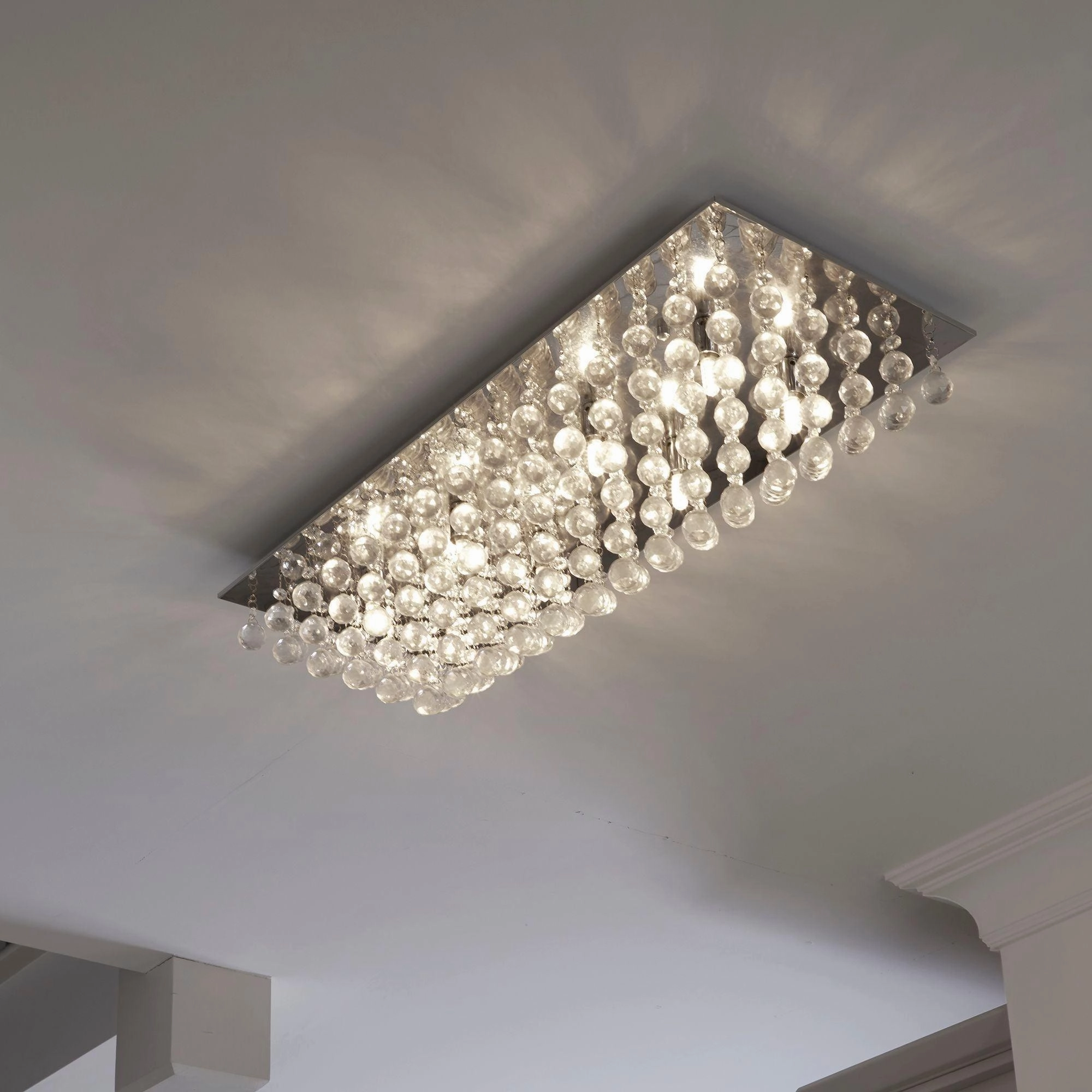 Hanna 8 Light Chrome & Crystal Large Rectangle Ceiling Flush