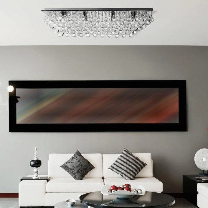 Hanna 8 Light Chrome & Crystal Large Rectangle Ceiling Flush