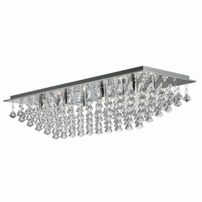 Hanna 8 Light Chrome/Crystal Pyramid Rectangle Ceiling Flush ambient ceiling fixture