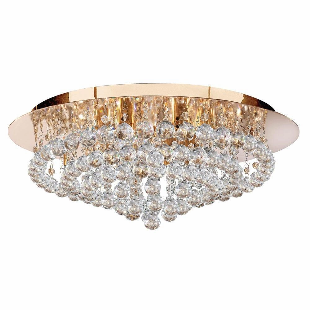 Hanna 8 Light Gold & Crystal Ball Flush Ceiling Light ambient ceiling fixture