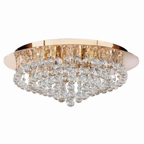 Hanna 8 Light Gold & Crystal Ball Flush Ceiling Light ambient ceiling fixture