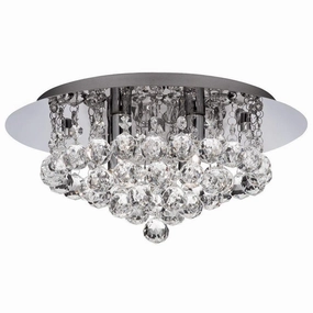 Hanna Chrome & Crystal Ball Flush Bathroom Ceiling Light white ceiling lamp