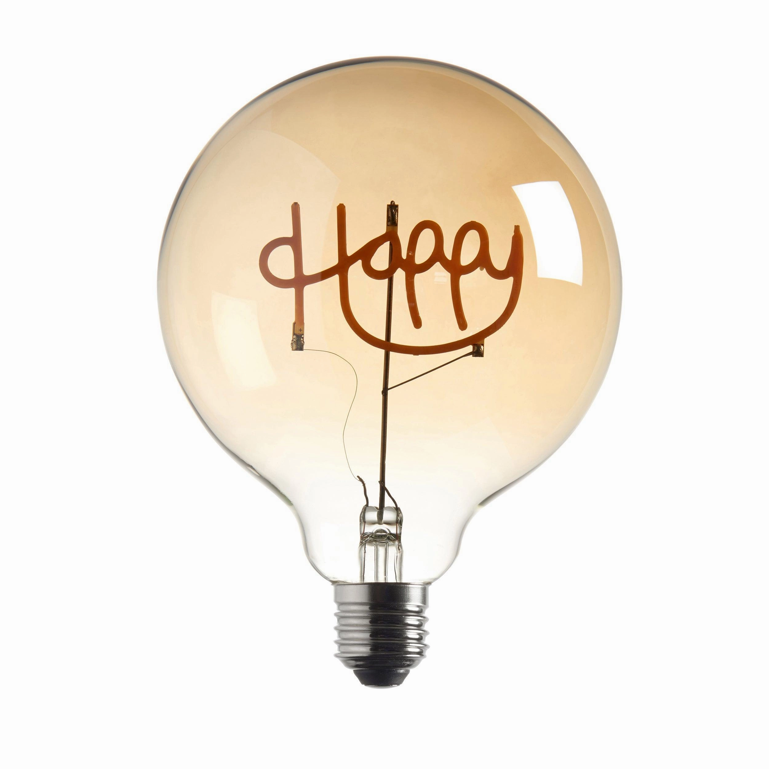 Happy LED Filament Amber Globe Decorative 2w Light Bulb