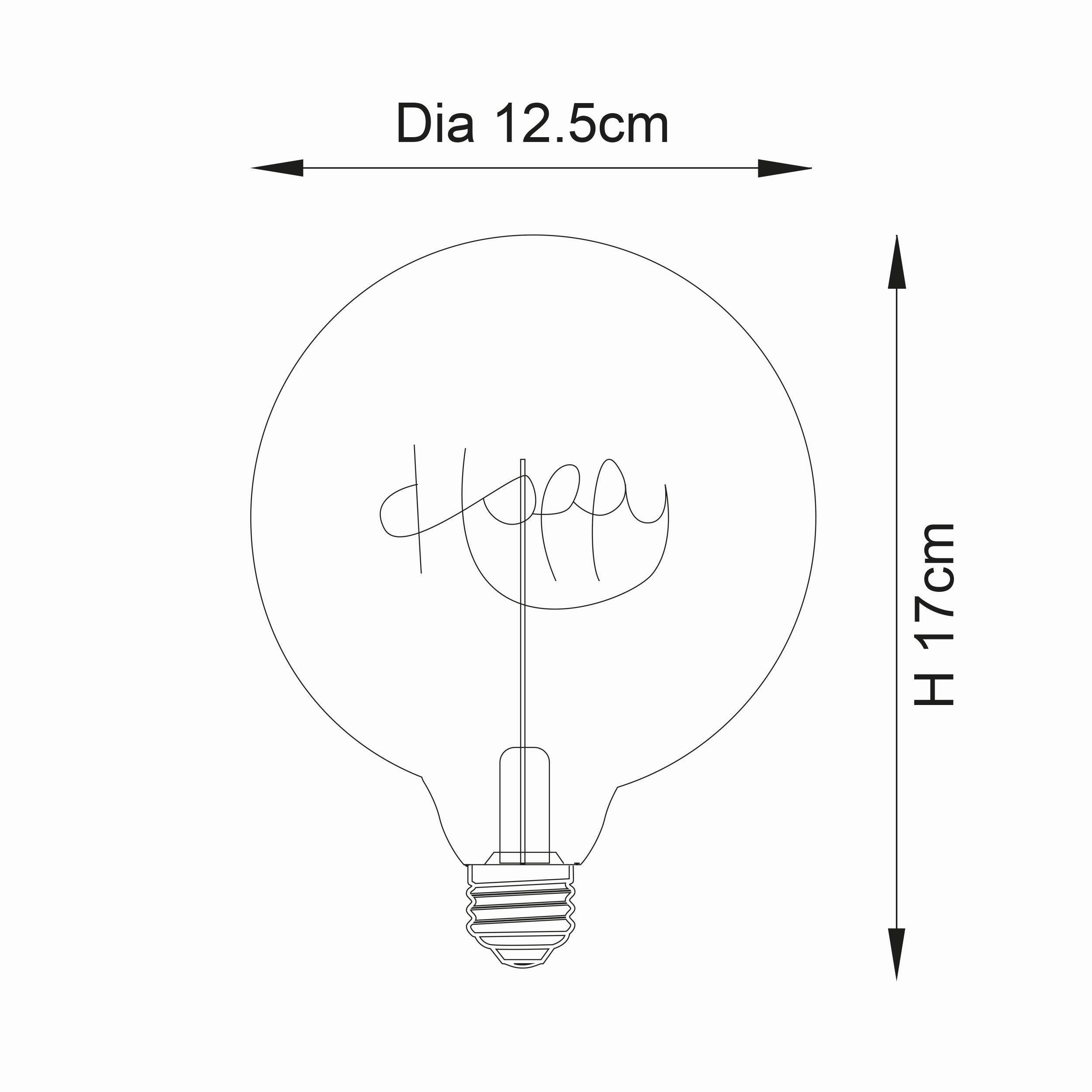 Happy LED Filament Amber Globe Decorative 2w Light Bulb