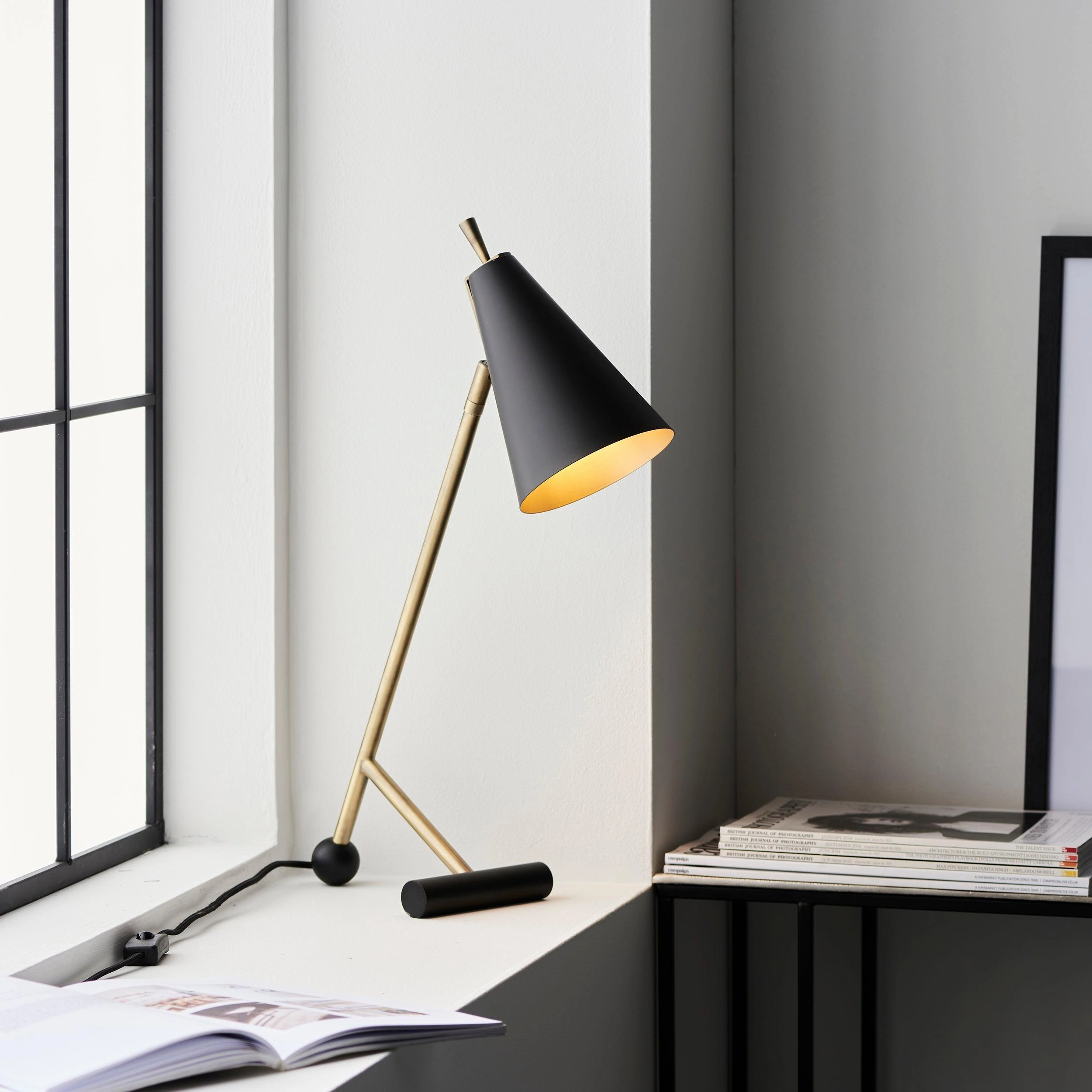 Harlesden Black & Brass Modern Industrial Table Lamp