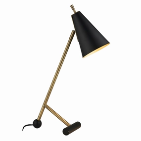 Harlesden Black & Brass Modern Industrial Table Lamp energy-saving LED light