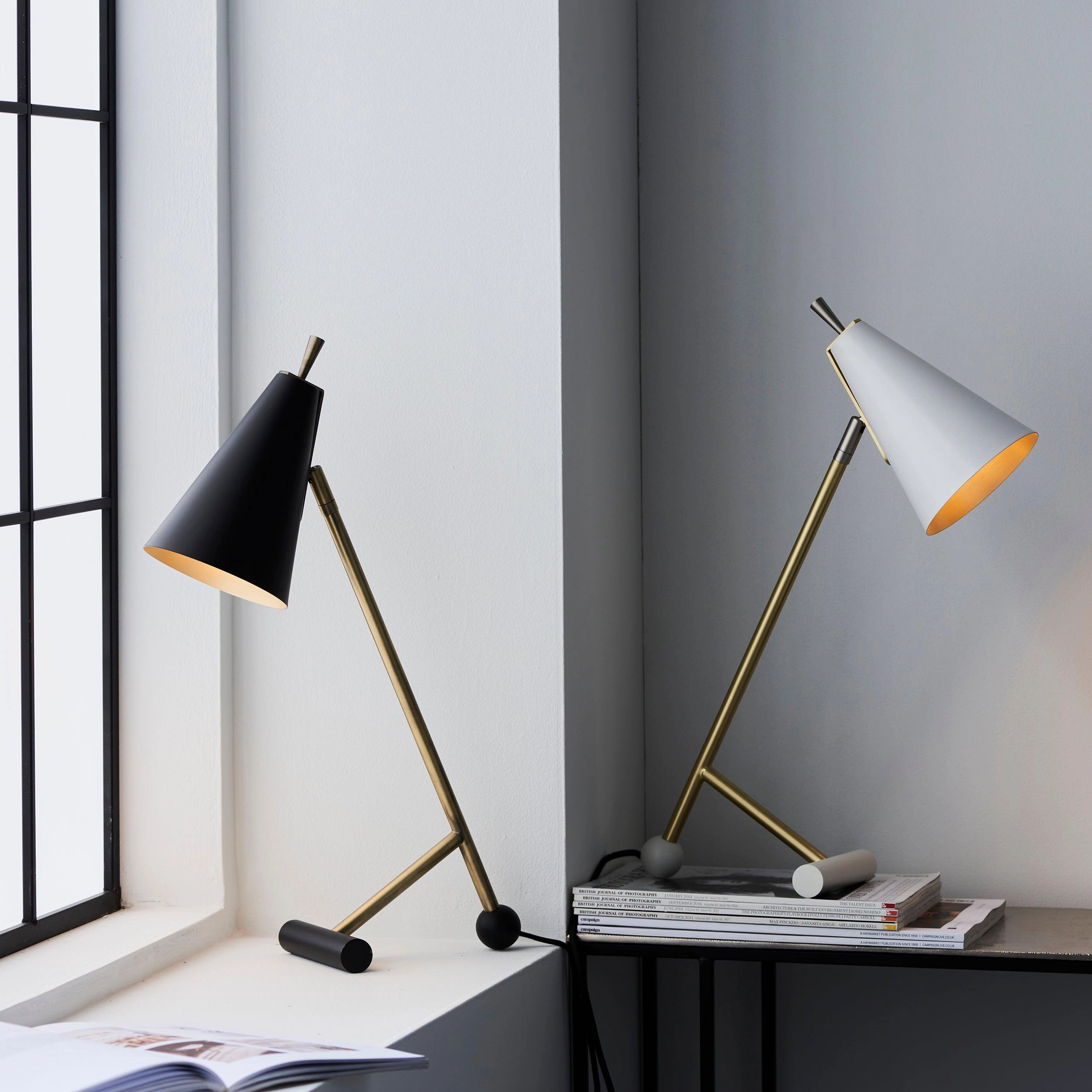 Harlesden Black & Brass Modern Industrial Table Lamp