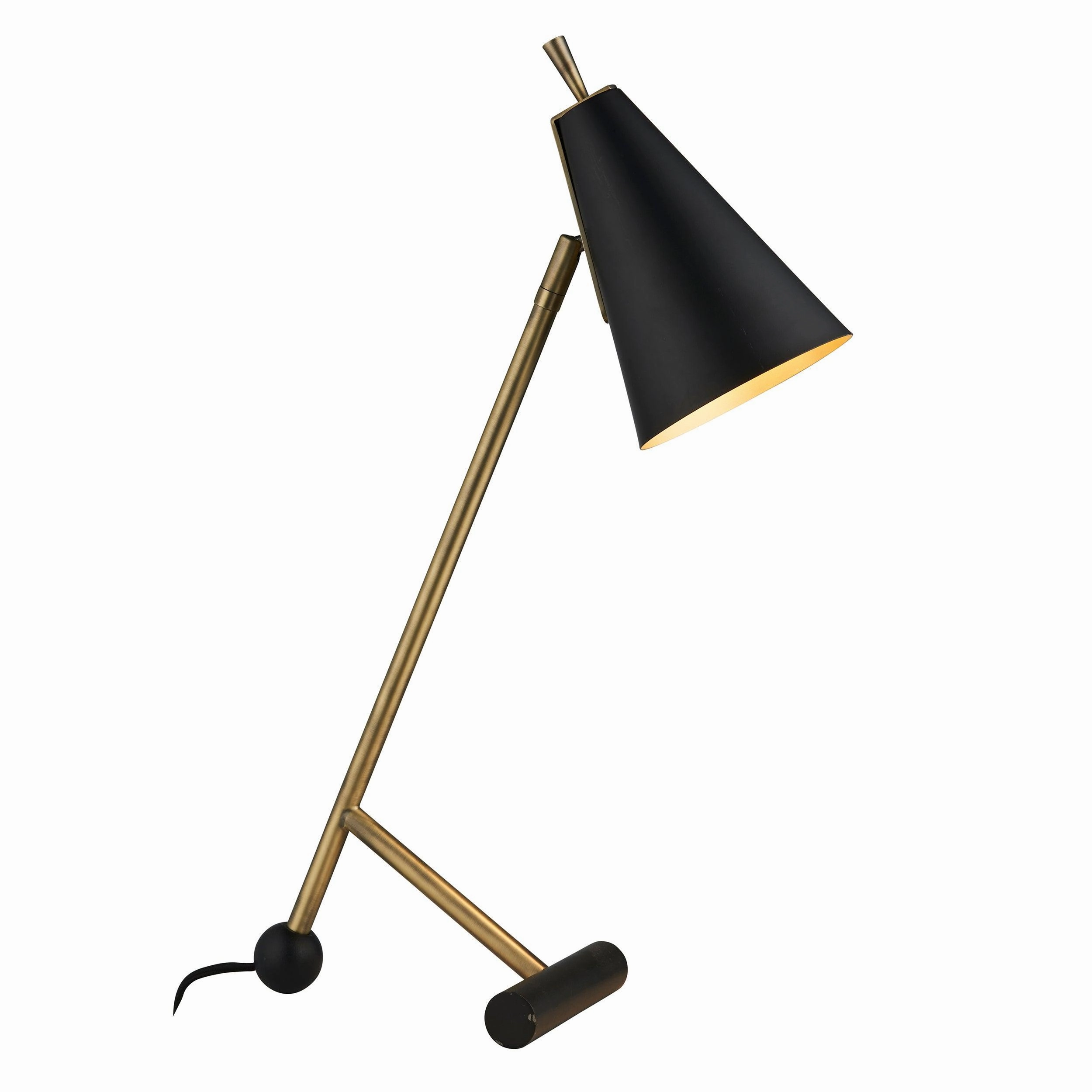 Harlesden Black & Brass Modern Industrial Table Lamp energy-saving LED light