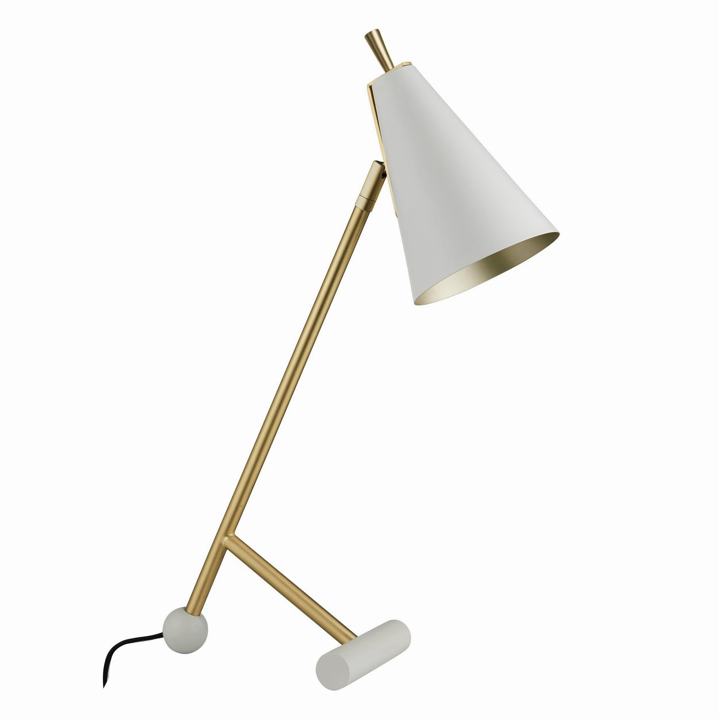 Harlesden White & Brass Modern Industrial Table Lamp
