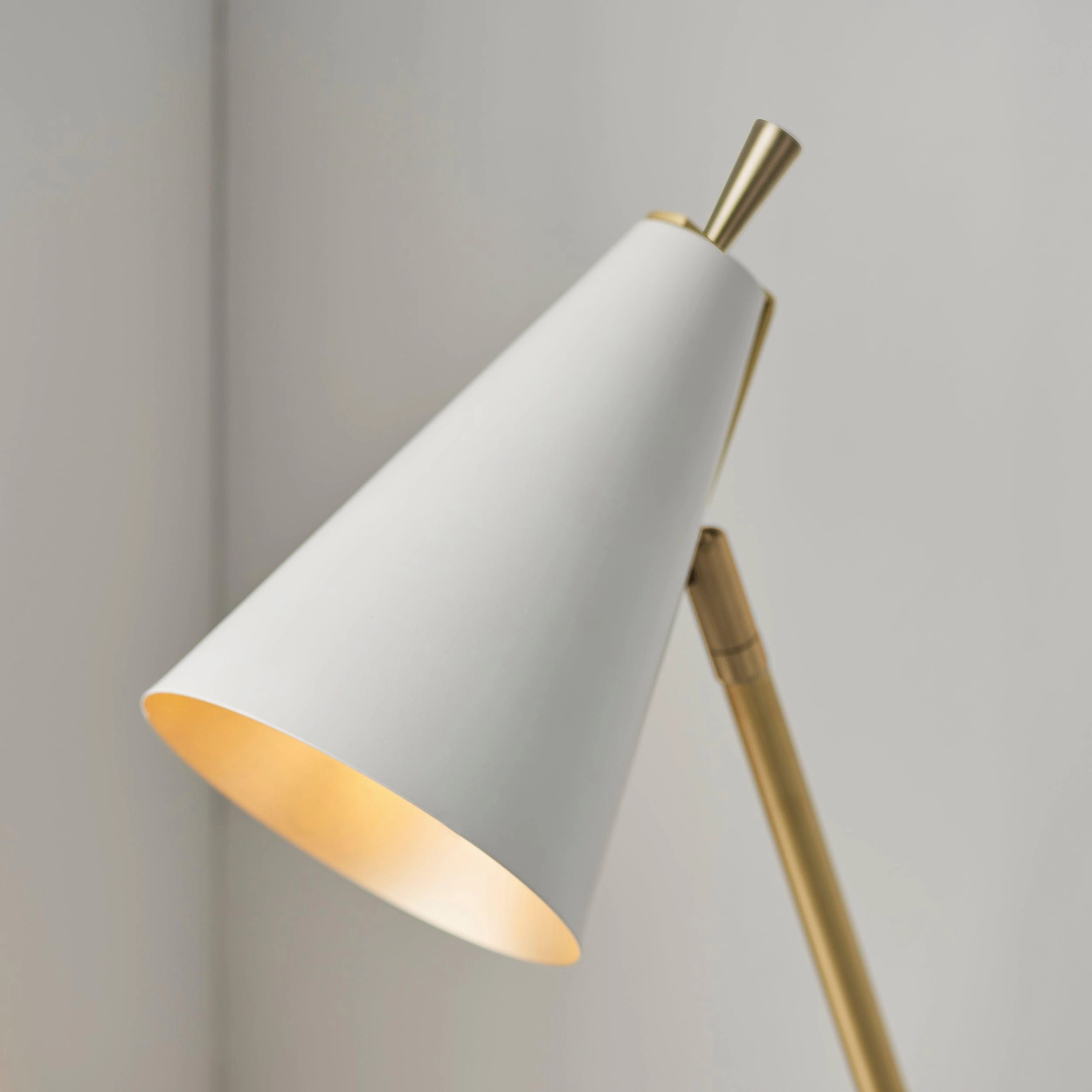 Harlesden White & Brass Modern Industrial Table Lamp