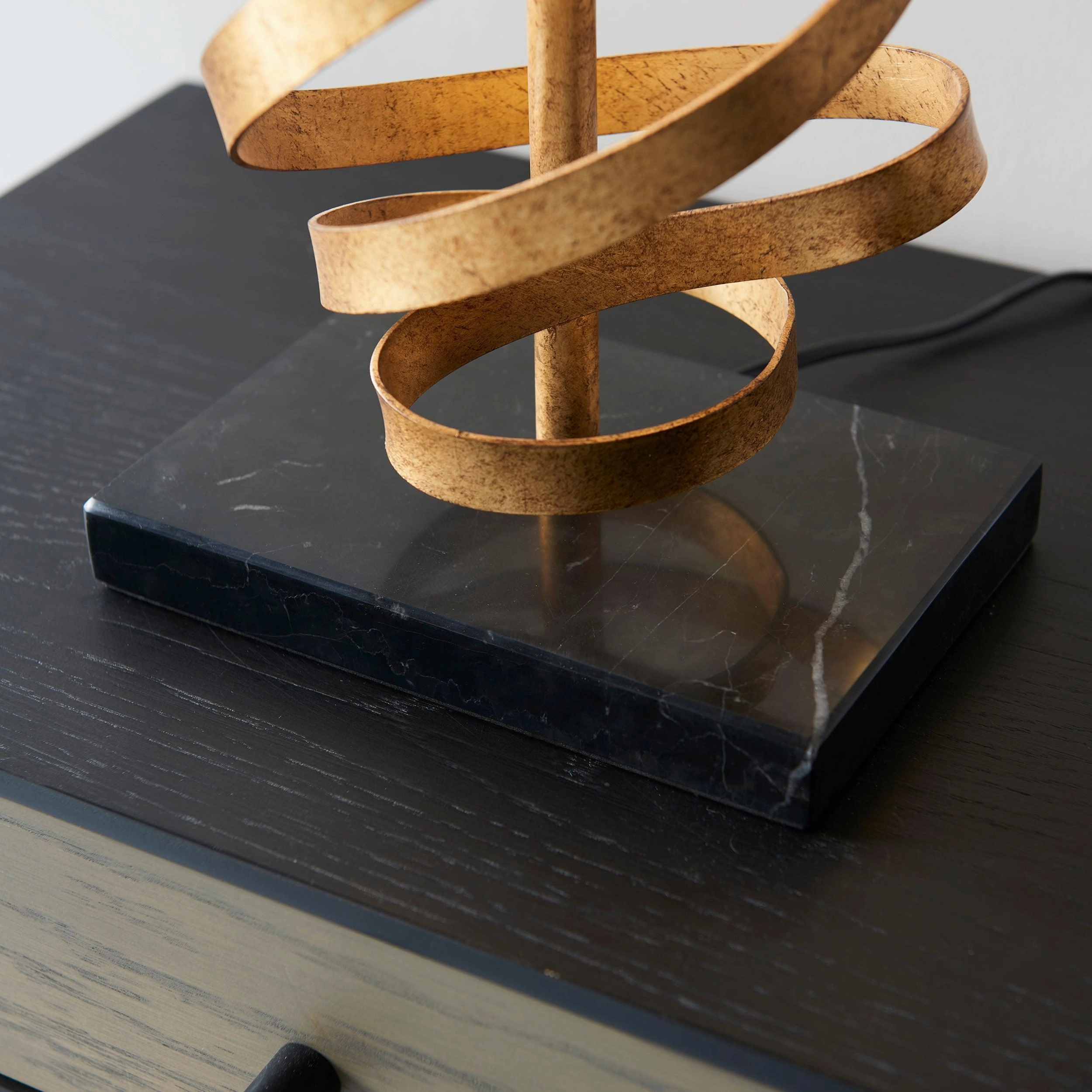 Harleston Gold & Black Marble Table Lamp - Ivory Shade