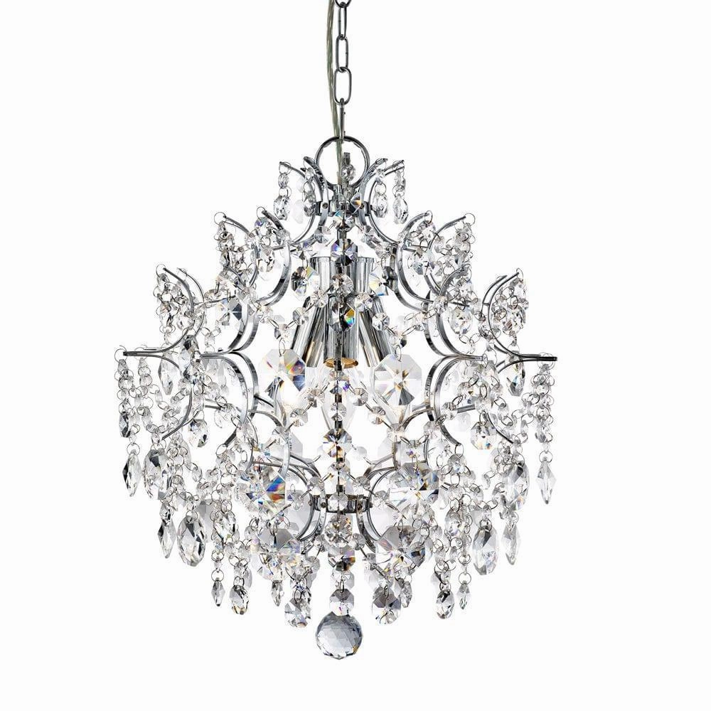 Harrietta 3 Light Chrome & Crystal Drop Ceiling Pendant ambient ceiling fixture