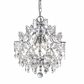 Harrietta 3 Light Chrome & Crystal Drop Ceiling Pendant ambient ceiling fixture