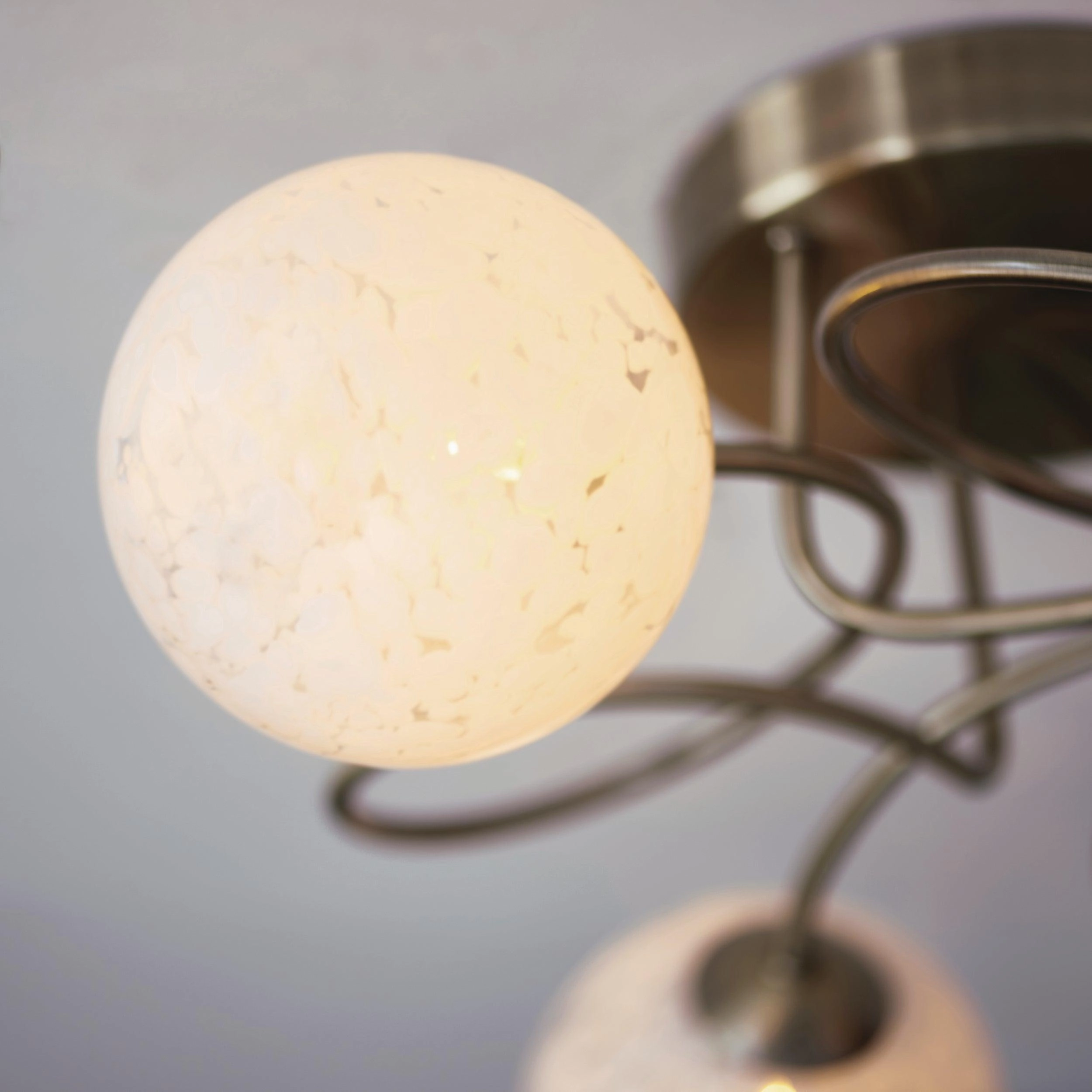 Hatfield Brass Art Deco 3 Light Semi Flush - Glass Shades