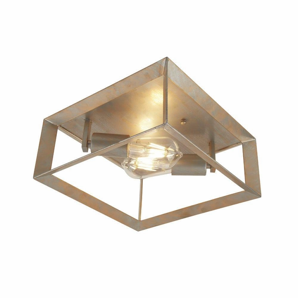Heaton 2 Light Brushed Silver & Gold Flush Ceiling Light soft glow ceiling light
