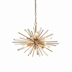 Helios Antique Brass & Prism Glass Shards Pendant Light white ceiling lamp