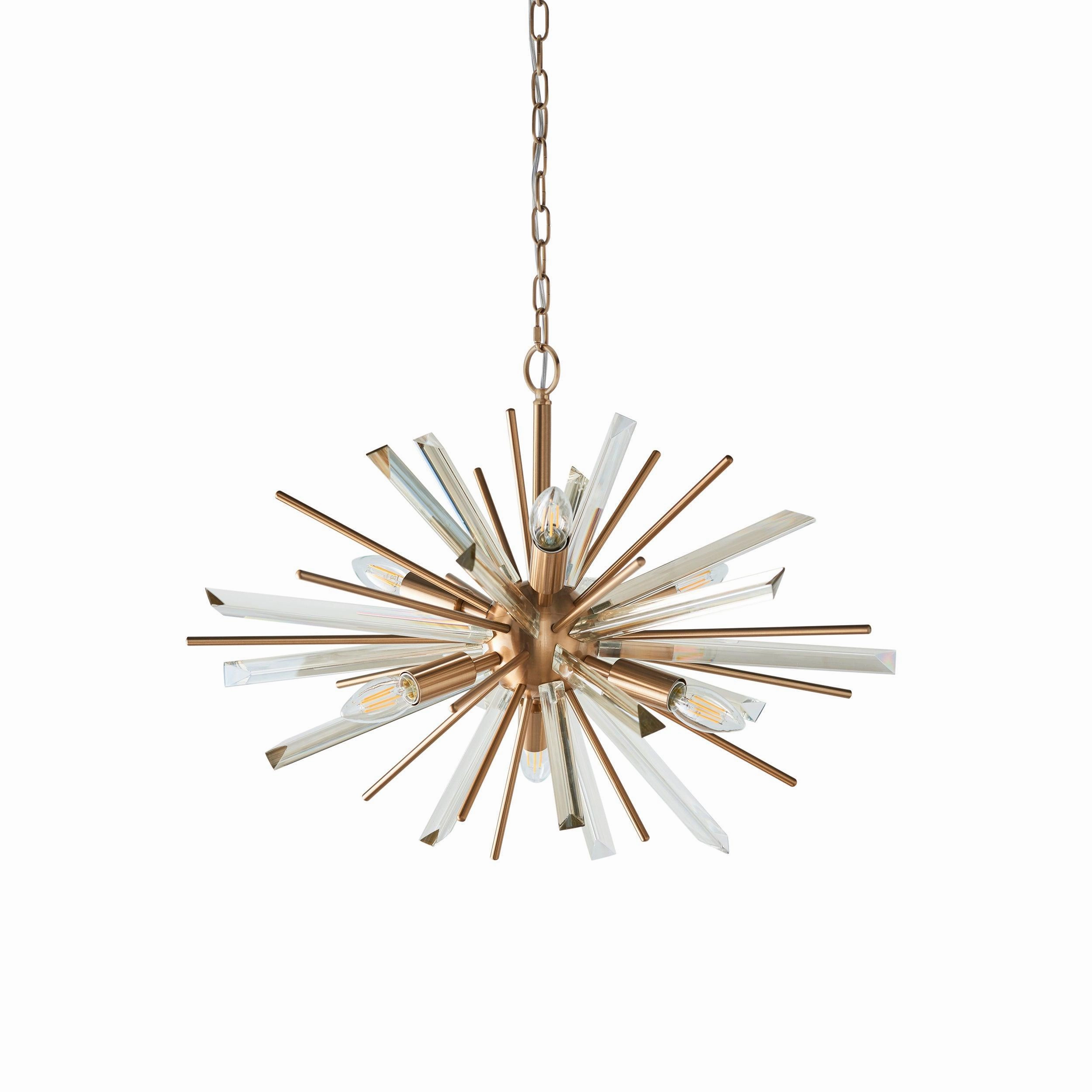 Helios Antique Brass & Prism Glass Shards Pendant Light